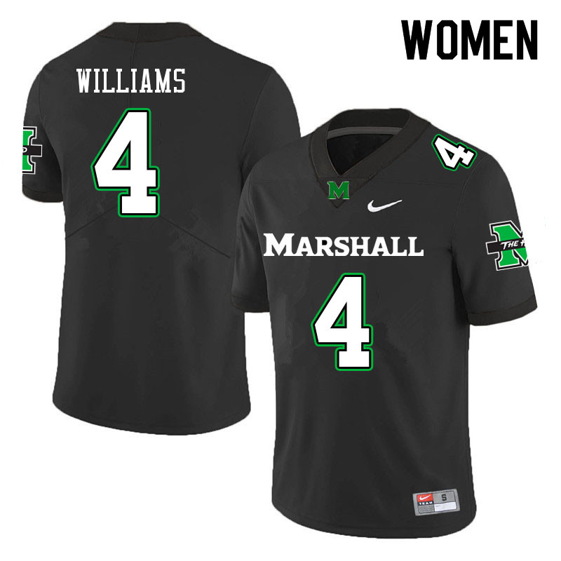 Women #4 Leanthony Williams Marshall Thundering Herd College Football Jerseys Sale-Black - Click Image to Close